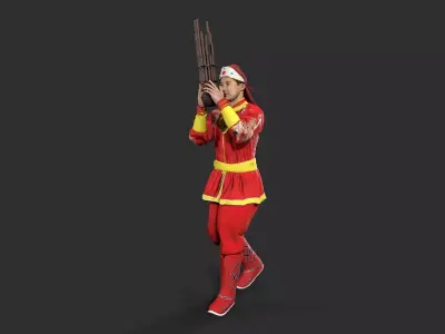 musician character Low-poly 3D model