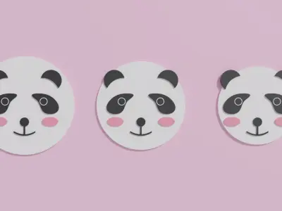 Cartoon Cute Panda Head Low-poly 3D model