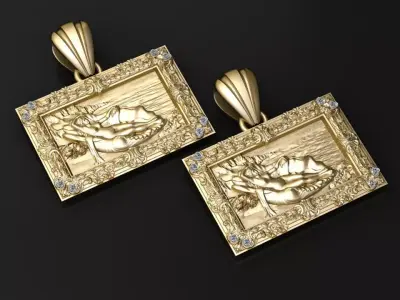 Floral Frame Goddess Pendant  3D print model