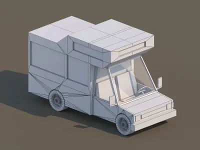 Cartoon Low Poly Car Motorhome Low-poly 3D model