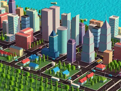 Low Poly City Pack Low-poly 3D model