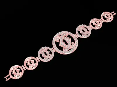 Luxury Round Logo Link Bracelet for Women  3277 3D print model
