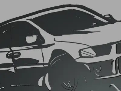 Drifting Car 02 Wall Silhouette 3D print model