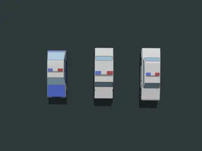 police cars set Low-poly 3D model