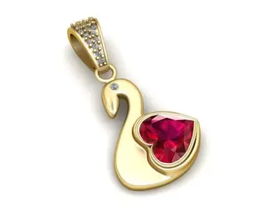 Swan Heart Pendant 3D print model
