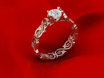 Leaf ornament diamond ring 3D print model