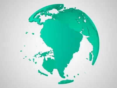 Globe Shell Teal 3D model