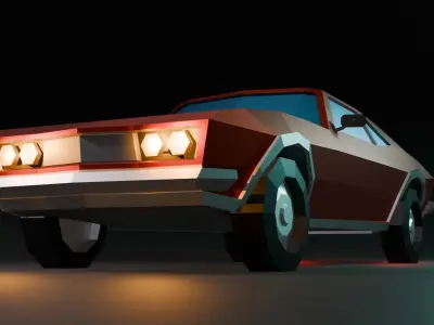 Low Poly Old Muscle Car Low-poly 3D model