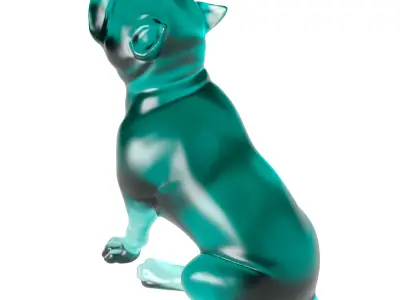 Cyan Glass Bulldog Sculpture 3D print model