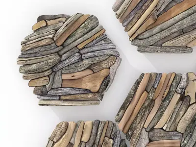 Hexagon panel branch splinter n1 3D model