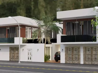 Modern House with Pool 3D model