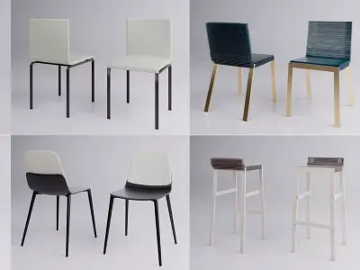 7 Realistic design chair pack 3D model