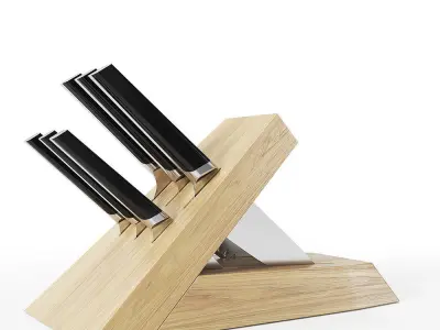 Black 6-Piece Knife Block Set 3D model