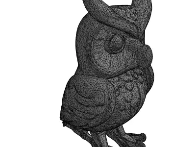 Elegant Metallic Owl Decorative Sculpture Low-poly 3D model