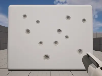 15 Bullet Hole Decals Pack on Concrete Wall 5 Texture