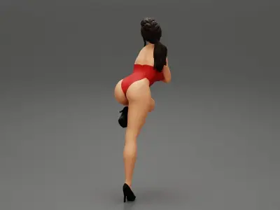 Sexy woman kneeling on the chair in one piece 3D print model