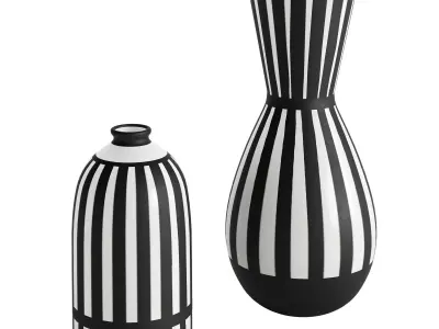 Scandi White and  Black Ceramic Vase 3D model