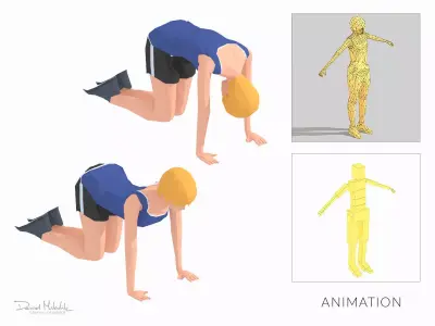 Back Stretch  Exercise Woman Animation Low-poly 3D model