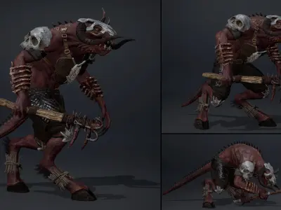 Ghost Barbarian Arm2 Brutal Low-poly 3D model