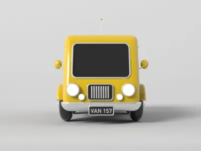 Yellow Cartoon Van 3D model