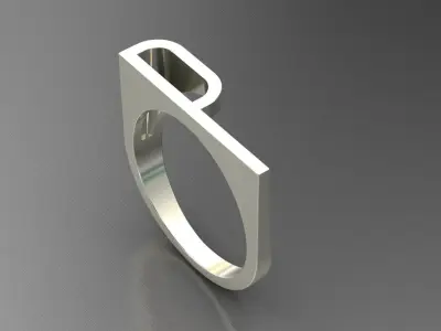 alphabet ring letter P 3D print model