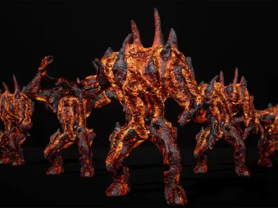 Hell Golem Defender Low-poly game engine ready 3D model Low-poly 3D model