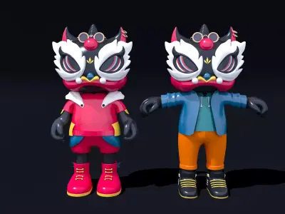 Dancing Lion Low-poly 3D model