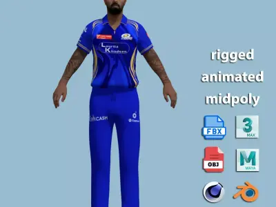 A-Pose Rigged Hardik Pandya 3D model