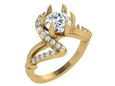 Round Diamond Spiral Ring 4368 3D print model