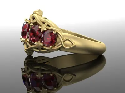 Ring with patterns nd Lilies 3D print model