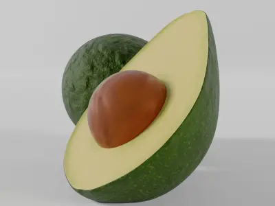Avocado - Cut with seed Low-poly 3D model