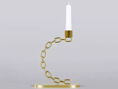 Alphabet C Chain Gold Candleholder 3D Model True 4K PBR Render Low-poly 3D model