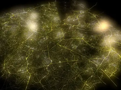 Streets Railroad and car roads Brussels Belgium 3D model