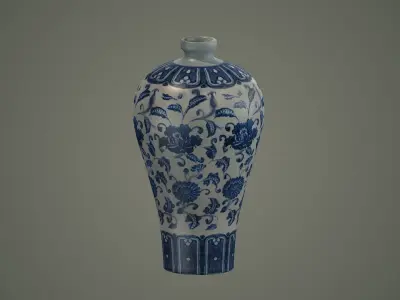 chinese china asian typical tableware furniture blue white vase 3D model