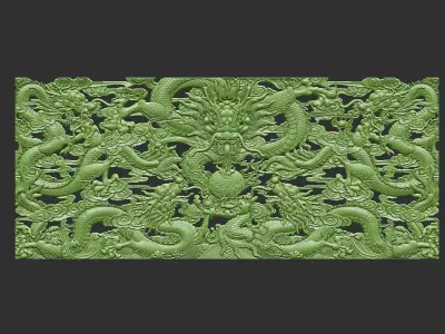 dragons chinese dragon carving 3D print model
