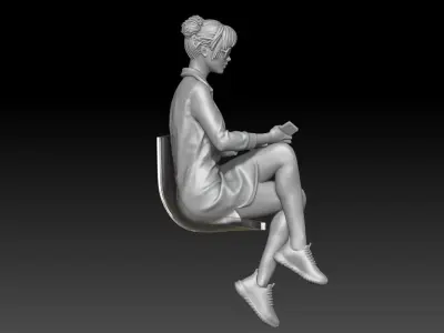 spectator at sports stadium girl 3 3D print model