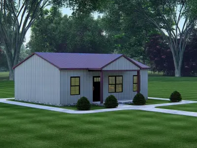 Modern Barndominium 3D Model  Barn Style Residence Design 3D model