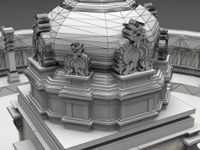 Circular shiva temple with 64 gods around 3D model