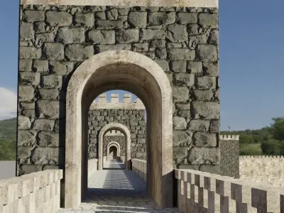 Fortified walls Low-poly 3D model