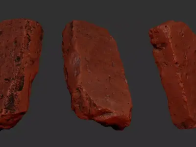 Realistic red brick 3d scan in highpoly 3D model