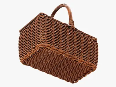Wicker picnic basket 3D model