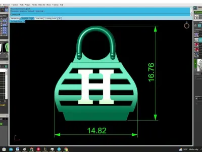 A4654 Letter H Luxury Handbag Pendant 3D print model