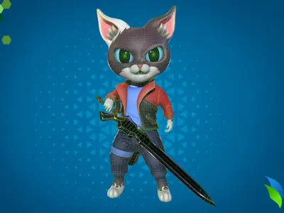 Cat Slayer 003 Low-poly 3D model