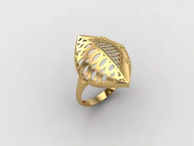 Women Ring With Stone Diamond Ready STL 3DM Models Womens Rings 3D print model 16