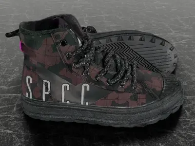 SSPC CAMOUFLAGE 3D SHOES - RED Low-poly 3D model