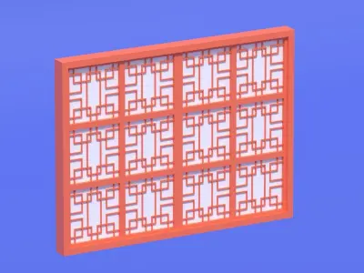 Cartoon Chinese Window Low-poly 3D model