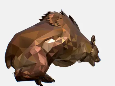 Animated Low Poly Art Brown Bear Low-poly 3D model
