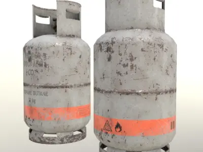 Gas Cylinder 11 kg Gray - Clean and Dirty Low-poly 3D model