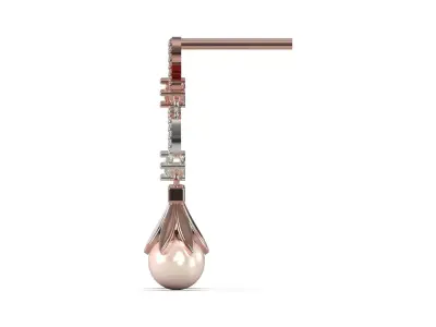 Exquisite Pearl Earrings Rose Gold Ready for 3D Printing pe0057 3D print model