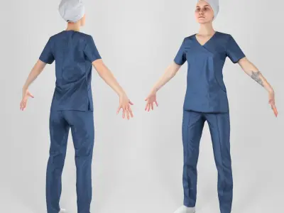 Surgical doctor female ready for animation 162 Low-poly 3D model